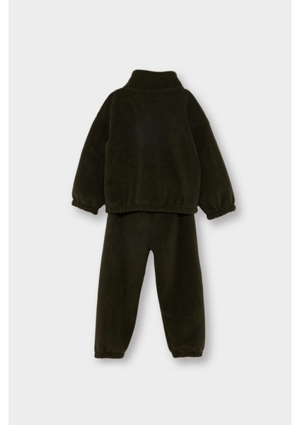 Erkek Bebek 2'li Takım Nakışlı Polar Dik Yaka Düğmeli Sweatshirt Eşofman Altı F7603A525WN fırsatları
