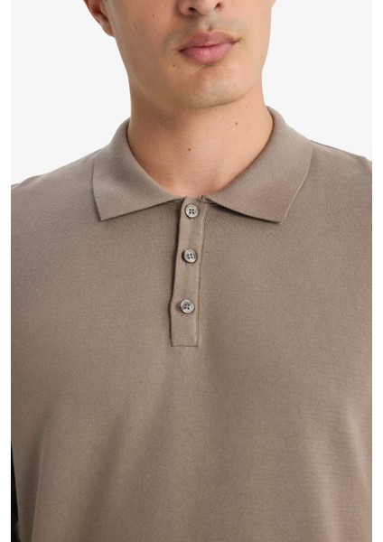 Standart Fit Polo Yaka Premium Düğmeli Triko Kazak D0454AX25AU fırsatları