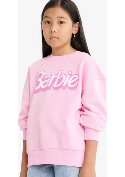 Kız Çocuk Barbie Oversize Geniş Kalıp Bisiklet Yaka Sweatshirt F1090A825AU