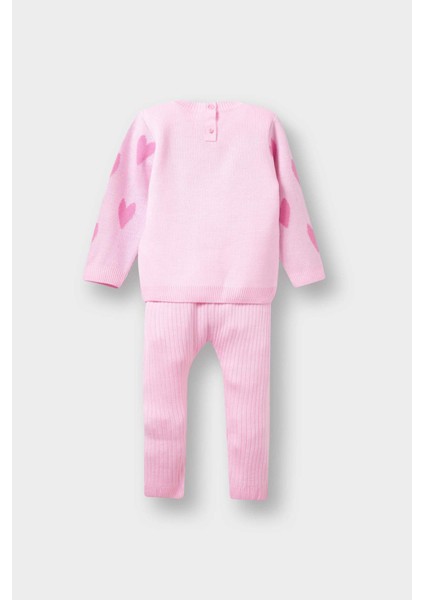 Kız Bebek 2'li Takım Kalp Desenli Triko Kazak Alt F3228A525WN fırsatları