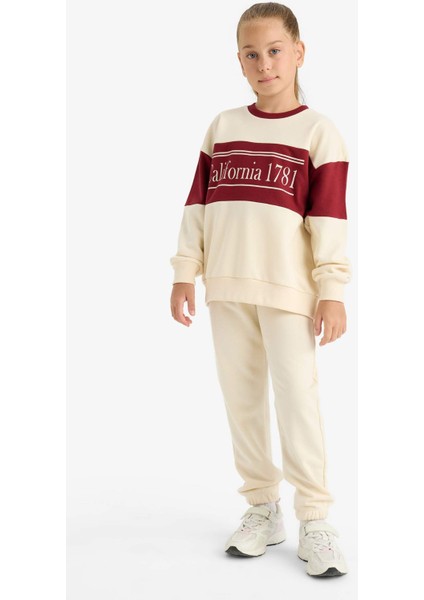 Kız Çocuk 2'li Takım Baskılı Sweatshirt Eşofman Altı E6418A825AU fiyatları