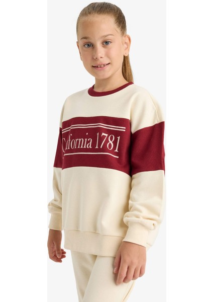 Kız Çocuk 2'li Takım Baskılı Sweatshirt Eşofman Altı E6418A825AU fırsatları