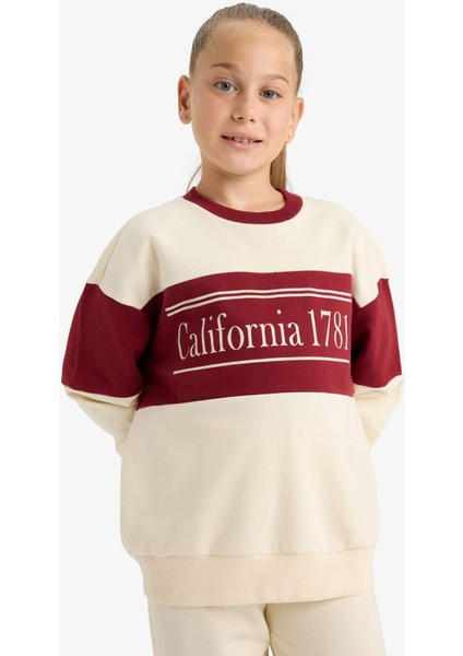 Kız Çocuk 2'li Takım Baskılı Sweatshirt Eşofman Altı E6418A825AU indirimleri