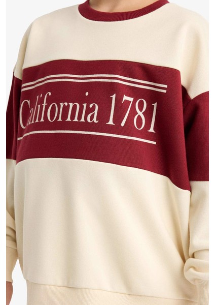 Kız Çocuk 2'li Takım Baskılı Sweatshirt Eşofman Altı E6418A825AU