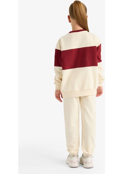 Kız Çocuk 2'li Takım Baskılı Sweatshirt Eşofman Altı E6418A825AU