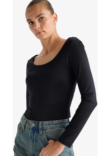 Kare Yaka Uzun Kollu Çıtçıtlı Body G1403AX25AU
