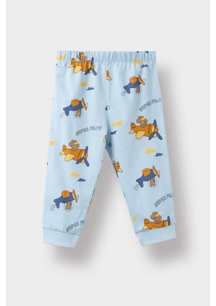 Erkek Bebek 4'lü Pijama Takımı Uçak Baskılı Uzun Kollu Penye Üst Uzun Alt F7200A525AU fırsatları