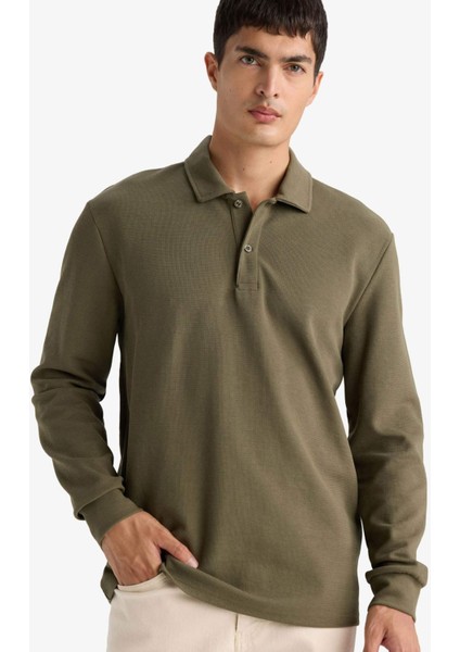 Regular Fit Polo Yaka Waffle Sweatshirt F0301AX25AU