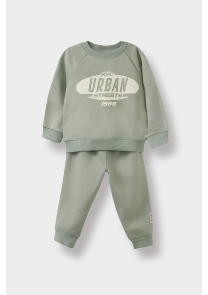Erkek Bebek 2'li Takım Baskılı Sweatshirt Eşofman Altı G1463A525AU