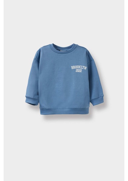 Erkek Bebek Bisiklet Yaka Baskılı İçi Yumuşak Tüylü 2'li Sweatshirt F3463A525WN indirimleri