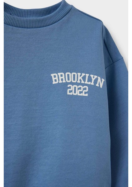 Erkek Bebek Bisiklet Yaka Baskılı İçi Yumuşak Tüylü 2'li Sweatshirt F3463A525WN