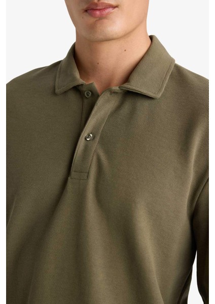 Regular Fit Polo Yaka Waffle Sweatshirt F0301AX25AU indirimleri