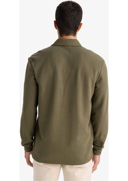 Regular Fit Polo Yaka Waffle Sweatshirt F0301AX25AU