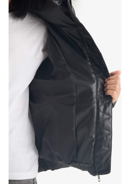 Kız Çocuk Dik Yaka Fermuarlı Şişme Mont F0054A825AU