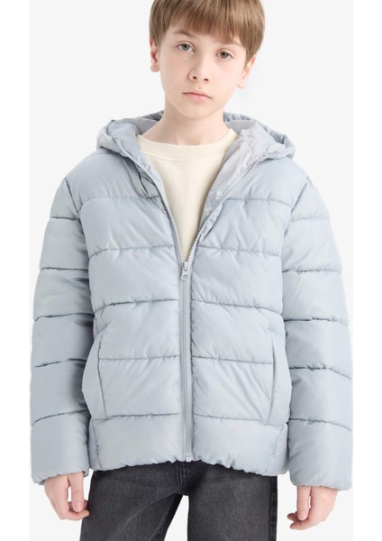 Erkek Çocuk Su Geçirmez Kapüşonlu Fermuarlı Şişme Mont A1875A825AU