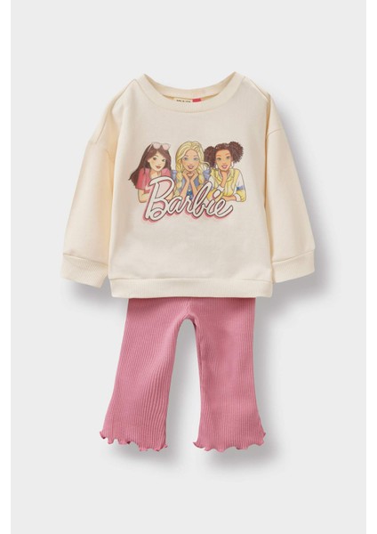 Kız Bebek Barbie 2'li Takım Sweatshirt Tayt F0528A525WN