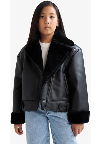 Kız Çocuk Ceket Yaka Suni Kürk Astarlı Mont F0562A825AU fırsatları