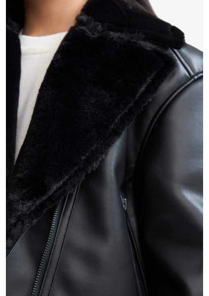 Kız Çocuk Ceket Yaka Suni Kürk Astarlı Mont F0562A825AU