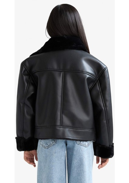 Kız Çocuk Ceket Yaka Suni Kürk Astarlı Mont F0562A825AU