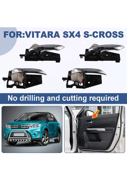 4pcs Için Suzuki Vitara Sx4 S-Cross Araba Iç Kapı Tutucu 83130-61M10 83110-61M10 Siyah ve Sarı (Yurt Dışından) indirimleri