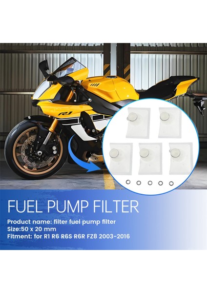 5pcs Motosiklet Yakıt Pompası Filtre Yakıt Filtresi Yamaha Için Uygun R1 R6 R6S R6R Fz8 2003-2016 (Yurt Dışından) fırsatları