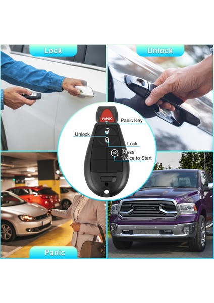 Dodge Ram Için Araba Anahtarı Fob 1500 2013-2021 2500 3500 4500 5500 2013-2018 Anahtarsız Giriş Uzaktan Kontrol GQ4-53T 4 Düğme (Yurt Dışından) indirimleri