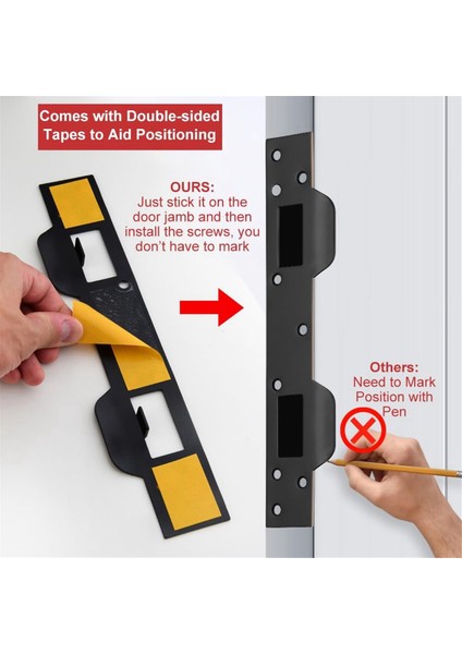 Kapı Çarpma Plakası Çift Delik Mandal Güçlendirme Plakası Siyah (Yurt Dışından) indirimleri
