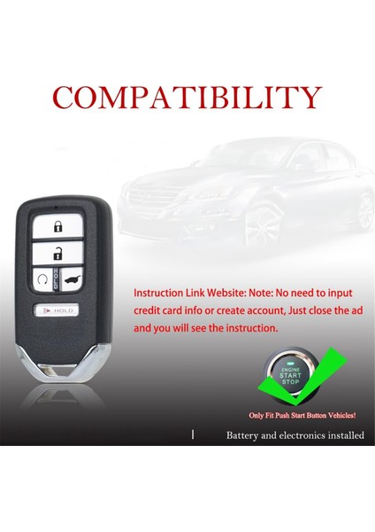 Araba Anahtarı Fob Anahtarsız Giriş Uzaktan Kontrol KR5V2X Honda Civic Crv Pilot 72147-TG7-A11 72147-TLA-A01 433MHZ ID47 Chıp (Yurt Dışından) modelleri
