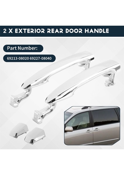 2pcs Arka Kapı Kolu Dış Kapı Kolu Için Toyota Sienna 2004-2010 69213-08020 69227-08040 Gümüş (Yurt Dışından) fırsatları