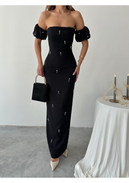 Arabella Incili Atlas Uzun Elbise