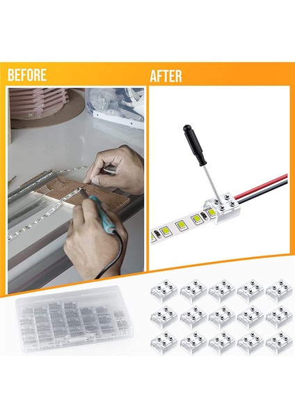 2 Pin 10 mm Lehimsiz LED Bant Işık Konnektör Tel Terminal Bloğu (Yurt Dışından)