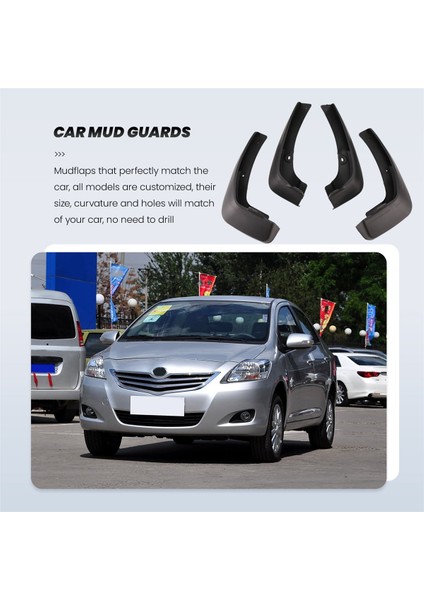 4pcs Evrensel Çamur Fleps Mudguards Sıçrama Muhafızları Toyota Vios Için Fender / Yaris / Limo / Belta Sedan 2007-2013 (Yurt Dışından) fiyatları