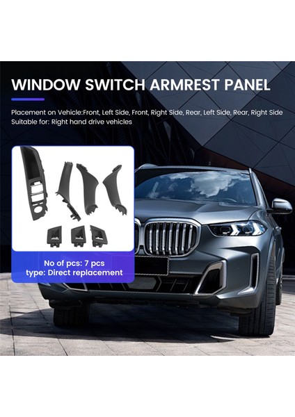 7pcs Araba Iç Kapı Kolu Pencere Asansör Anahtarı Kol Dayama Paneli Için Bmw 5 Serisi F10 F11 F18 2010-2017 Rhd 51417225875 Rhd (Yurt Dışından) fırsatları