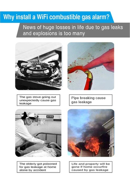 Tuya Akıllı Wifi Doğalgaz Sensörü Gaz Kaçağı Alarm Dedektörü Us-Fiş (Yurt Dışından) modelleri