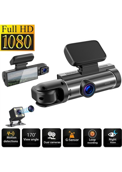 Araba Video Kaydedici Üç Lensli Araba Kaydedici Araba Arabanın Önünde Hd Gece Görüşü Geniş Açılı Ters (Yurt Dışından) fiyatları