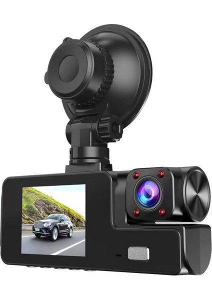 Sürüş Kaydedici Hd 1080P 2 Inç Ekran 3 Yollu Wifi 3 Lens ile Gece Görüşü ile Park Izleme Dvr Kaydedici (Yurt Dışından)