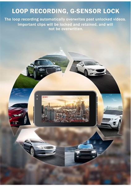1080P Hd Araba Çizgi Kamera, 3 Inç IPS Ekranlı Ön ve Arka Wifi Çizgi Kamera, Gece Görüşü, Park Monitörü, Döngü Kaydı (Yurt Dışından) modelleri