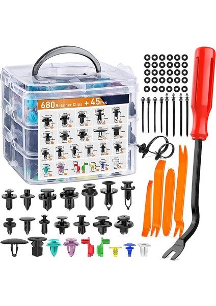 725PCS Araba Push Tutma Klipsleri ve Otomatik Bağlantı Elemanları Çeşitler - 23 Yaygın Boyutlar Kablo Bağları ile Tampon Mudguard Perçinleri (Yurt Dışından)