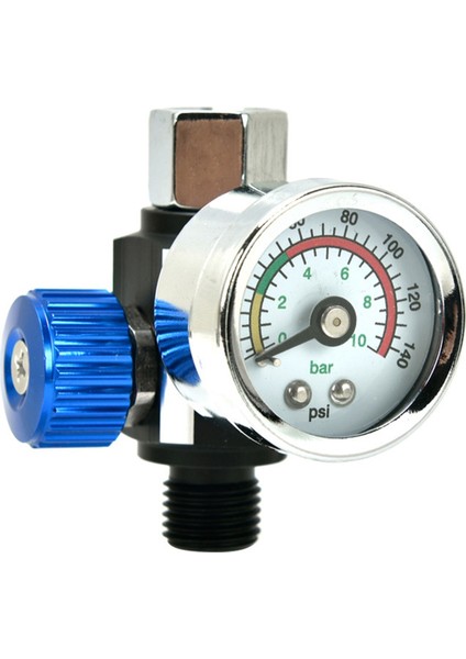 Basınç Göstergeli Hava Kompresörü Regülatör Vanası Mavi (Yurt Dışından)