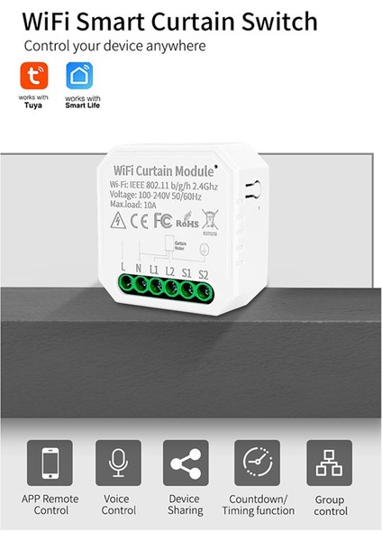 Tuya Wıfı Akıllı Perde Modülü Anahtarı App Uzaktan Kumanda 100-240VAC (Yurt Dışından) modelleri