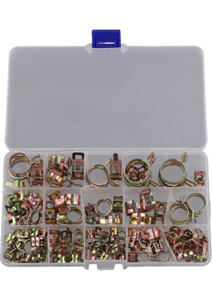 115 Adet Yaylı Hortum Kelepçesi 6-22MM Çinko Kaplamalı Yaylı Klips Yakıt (Yurt Dışından)