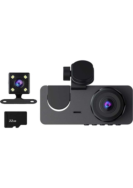Hd 1080P Dash Cam Ön ve Arka Araç Kamerası 3 Lens Araç Kayıt Noktası Kablosuz Bağlı Araç Dvr (Yurt Dışından)