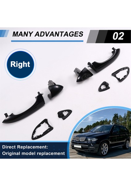 Bmw X5 E53 2000-2006 Dış Kapı Kolu Için Ön Sol+Sağ Dış Kapı Kolu 51218243617 51218243618 Rhd (Yurt Dışından) indirimleri