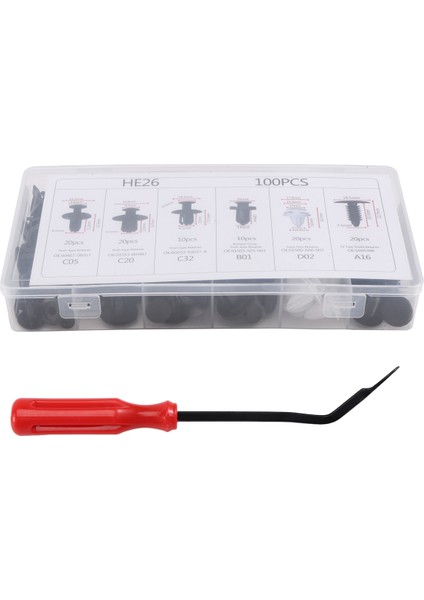 Honda Ford Chrysler Toyota Için 100PC Plastik Perçinler Finender Fender Tampon Itme Klipleri W / Çıkarma Aracı (Yurt Dışından)