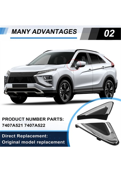 Mitsubishi Eclipse Cross 2018-2021 Yan Ayna Üçgen Çamurluk Köşe Kapak Üçgen Penceresi Garnitör Paneli 7407A522 R (Yurt Dışından) modelleri