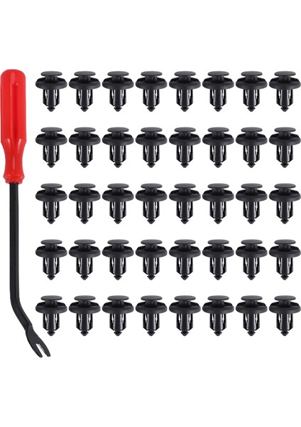 40PCS 10MM Push Tipi Plastik Tampon Çamurluk Parlama Bağlantı Elemanı Perçin Klipsleri ve Bir Tane Toka Aletini Çıkarın (Yurt Dışından)