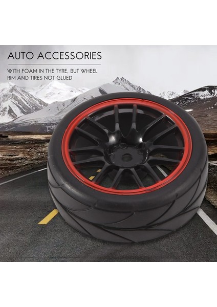 4pcs 12MM Hub Tekerlek Jantlar ve Rc Için Kauçuk Lastikler 1/10 Yol Touring Drift Araba R (Yurt Dışından) fiyatları