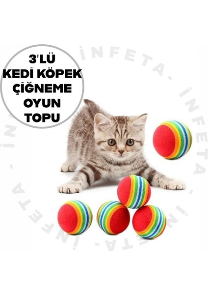3'lü Renkli Sünger Kedi Köpek Çiğneme Oyun Topu