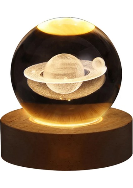 Sevgililer Günü Hediye Galaxy Kristal Top Lambası 3D Gezegen Ay Lambası USB LED Gece Işığı, A (Yurt Dışından) indirimleri