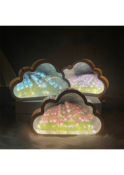 Bulut Lale Lambası, Dıy Lale Gece Işığı, Bulut Lale Ayna Gece Işığı, Lale LED Masa Işıkları, Masa Lambası-Pembe (Yurt Dışından) fırsatları